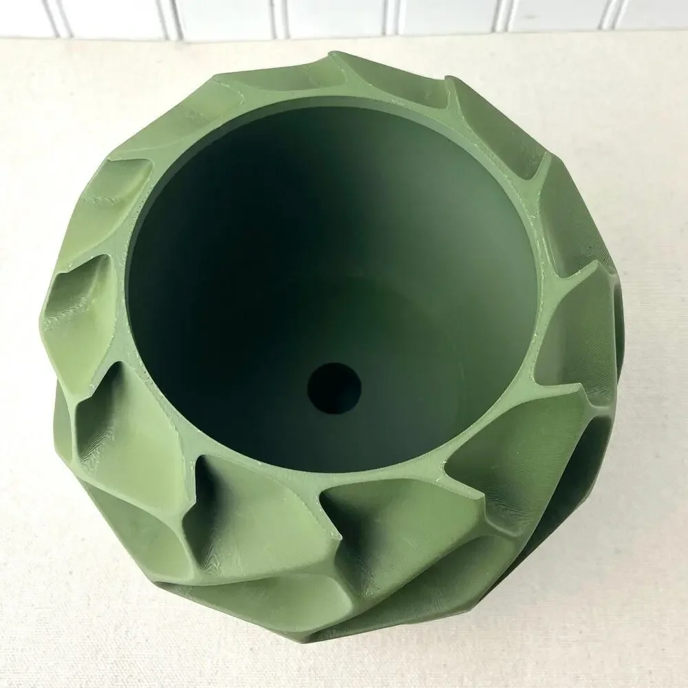 Modern Geometric  Indoor Planter Pot, Exo Planter Pot, Organic Carved Design